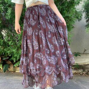 See By Chloe Burgundy Floral Maxi Skirt See Measurements ~Medium